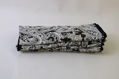 Set of 4 Black and White Paisley Pattern Cloth Napkins 16" Square