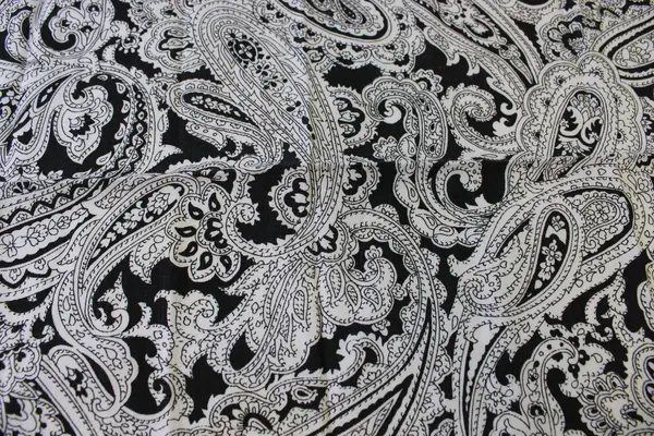 Set of 4 Black and White Paisley Pattern Cloth Napkins 16" Square