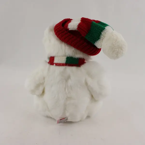 Original TY Inc 1997 White Holiday Bear Plush Red Green Hat Scarf Retired