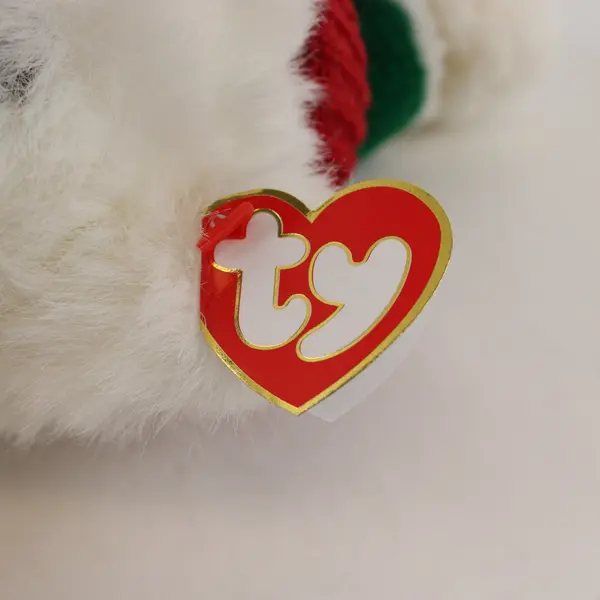 Original TY Inc 1997 White Holiday Bear Plush Red Green Hat Scarf Retired