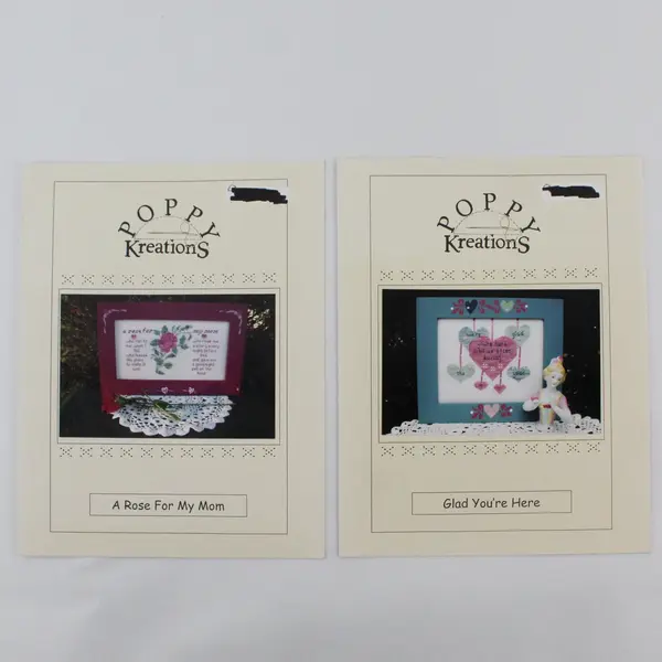 Lot of 2 Poppy Kreations Single Cross-Stitch Patterns Good