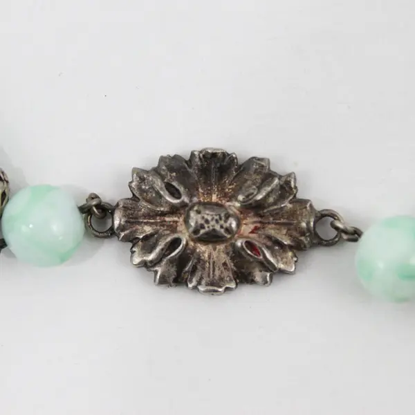 Green Peruvian Opal Silver-Tone Bracelet 7"