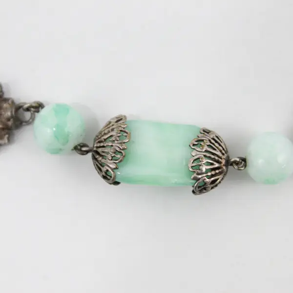 Green Peruvian Opal Silver-Tone Bracelet 7"
