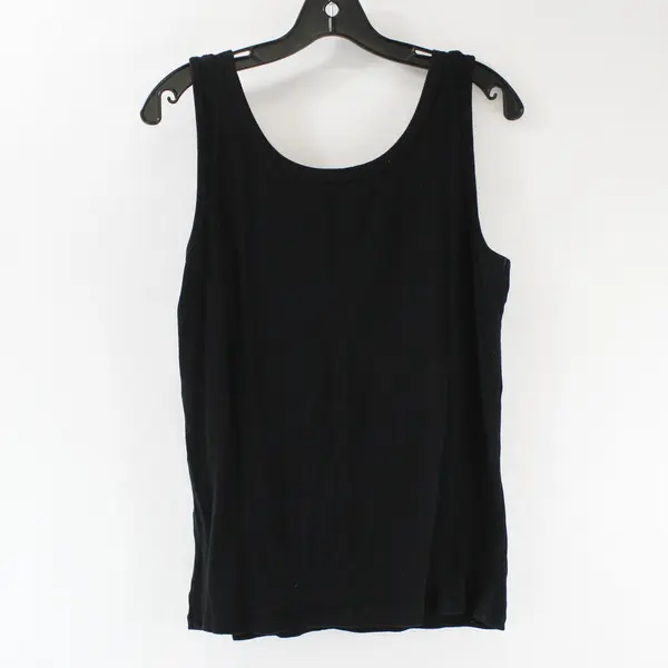 Talbots Black Womens L Tank Top Metal Scoop Neck Flawed