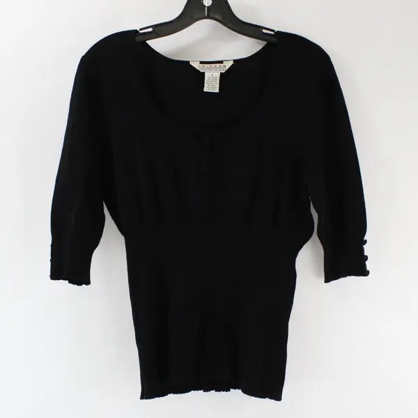 Uniform John Paul Richard Black Scoop Neck 3/4 Sleeve Knit Top Women's M