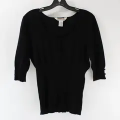 Uniform John Paul Richard Black Scoop Neck 3/4 Sleeve Knit Top Women's M