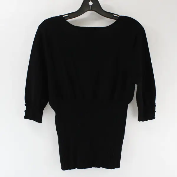 Uniform John Paul Richard Black Scoop Neck 3/4 Sleeve Knit Top Women's M