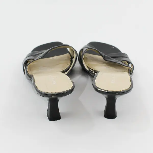 Naturalizer Sonya Solid Black Leather Heeled Slides Kitten Heels Womens Size 10W
