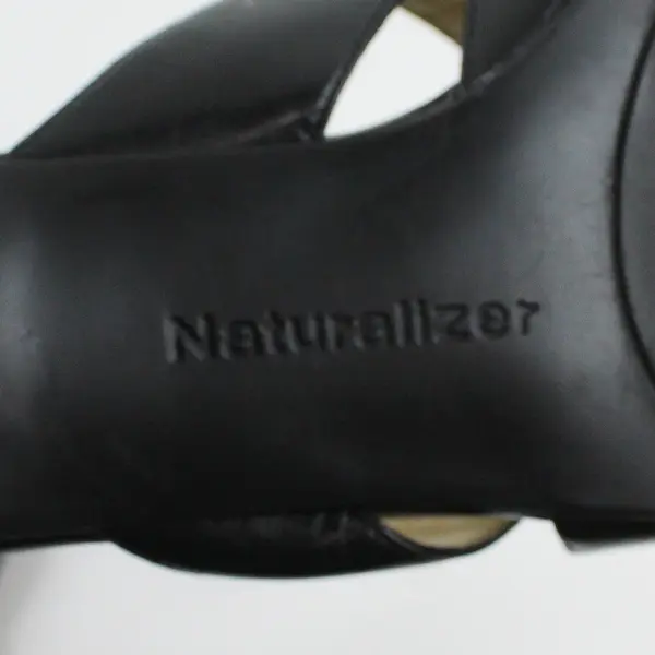 Naturalizer Sonya Solid Black Leather Heeled Slides Kitten Heels Womens Size 10W