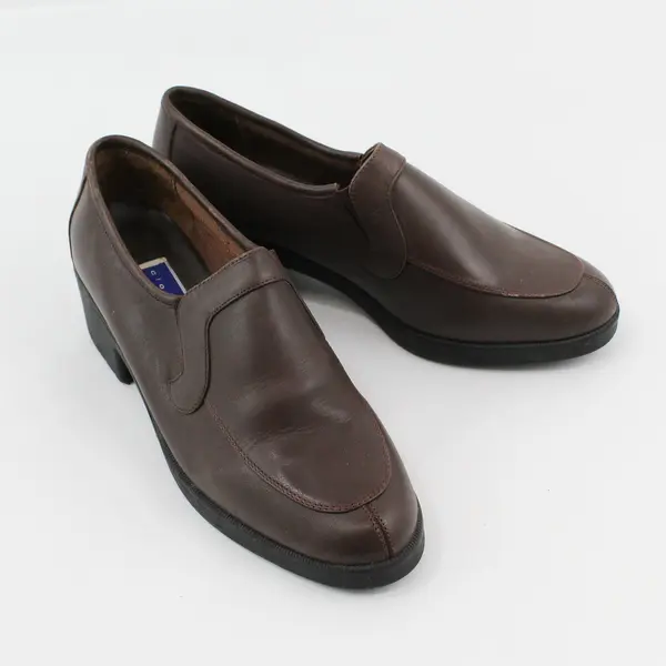 Cloud Walkers Madison Brown Leather 2" Heeled Slip On Loafers Womens Size 10D