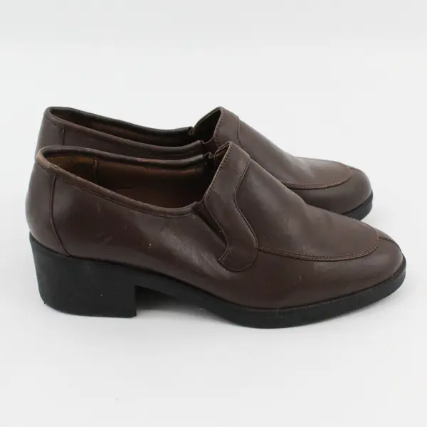 Cloud Walkers Madison Brown Leather 2" Heeled Slip On Loafers Womens Size 10D