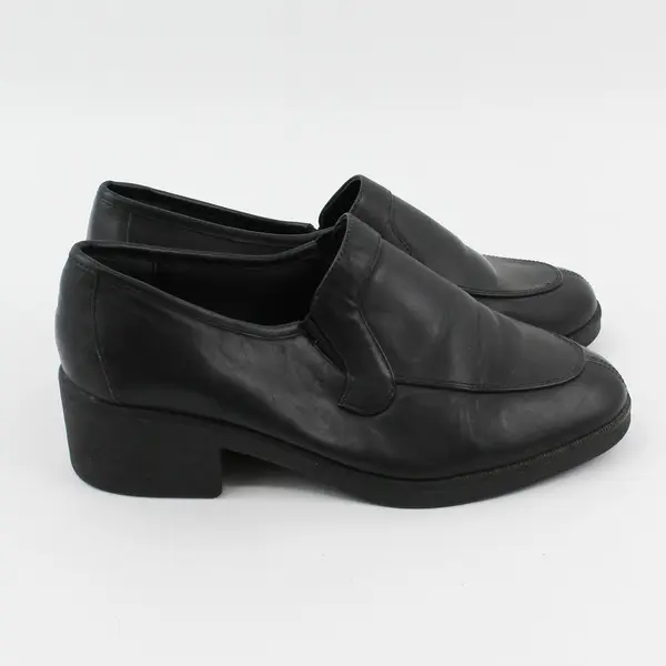 Cloud Walkers Madison Black Leather 2" Heeled Slip On Loafers Womens Size 10D