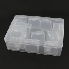 15 Small Plastic Storage Boxes in Larger Box, for Screws/Jewelry/Travel/ Beads 