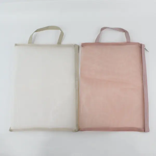 Lot of 2 Mesh Storage Bags with Zippered Tops/Handles - 10"x13.8"