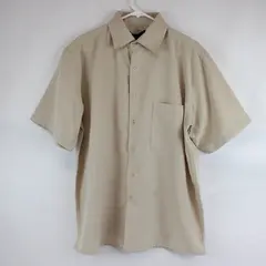Bruno Heirs Beige Sueded Microfiber Short Sleeve Button Shirt Mens L