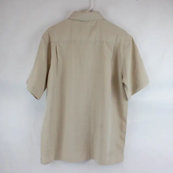 Bruno Heirs Beige Sueded Microfiber Short Sleeve Button Shirt Mens L