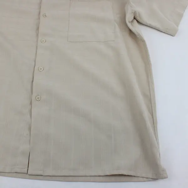 Bruno Heirs Beige Sueded Microfiber Short Sleeve Button Shirt Mens L