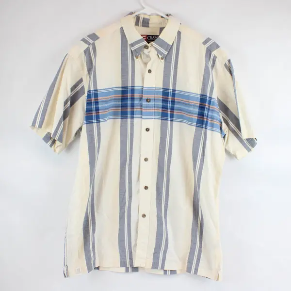 Chaps Ralph Lauren Multicolor Striped Short-Sleeved Button-Down Men's Large FLAW