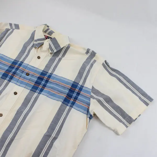 Chaps Ralph Lauren Multicolor Striped Short-Sleeved Button-Down Men's Large FLAW