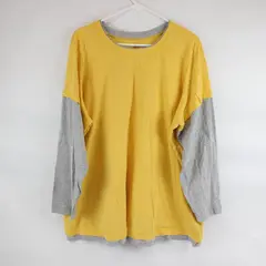 Woman Within Yellow and Gray Layered Long-Sleeved T-Shirt Women's 2X