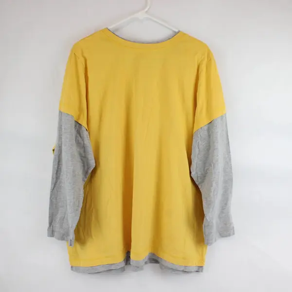 Woman Within Yellow and Gray Layered Long-Sleeved T-Shirt Women's 2X