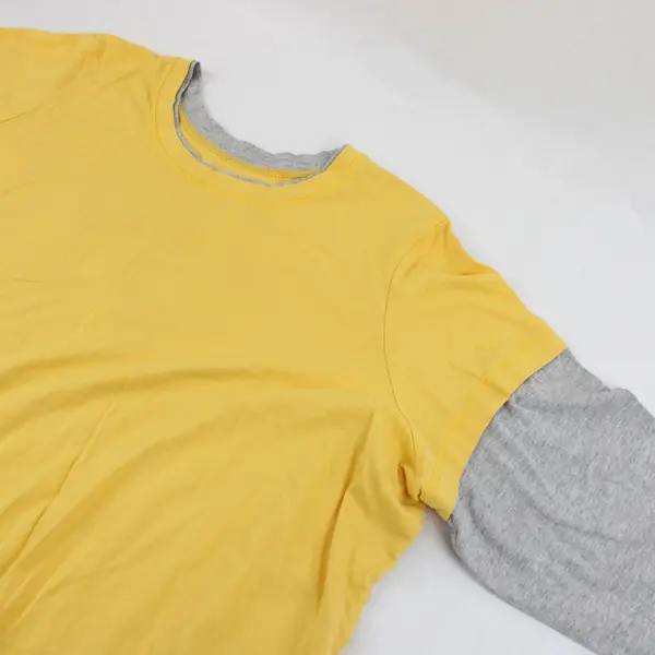 Woman Within Yellow and Gray Layered Long-Sleeved T-Shirt Women's 2X