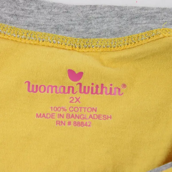 Woman Within Yellow and Gray Layered Long-Sleeved T-Shirt Women's 2X