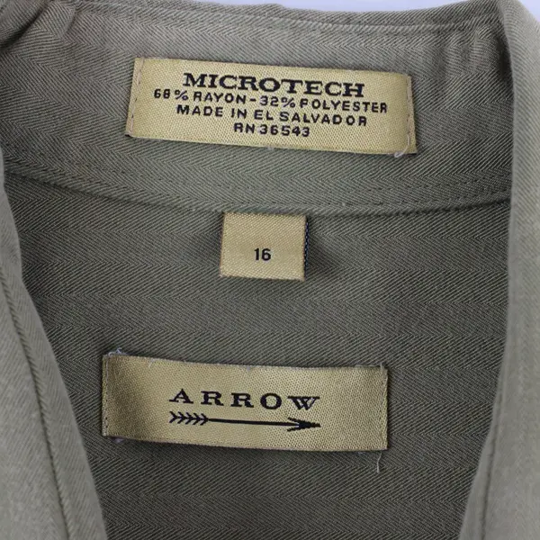 Arrow Green Short-Sleeved Button-Up Men's Size 16