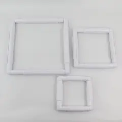 Lot of 3 Assorted sizes Square Plastic Clip Frames for Needlework/Embroidery 