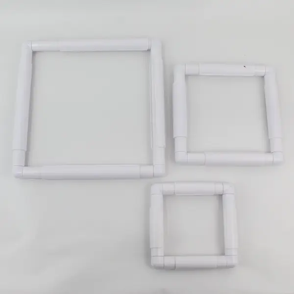 Lot of 3 Assorted sizes Square Plastic Clip Frames for Needlework/Embroidery 