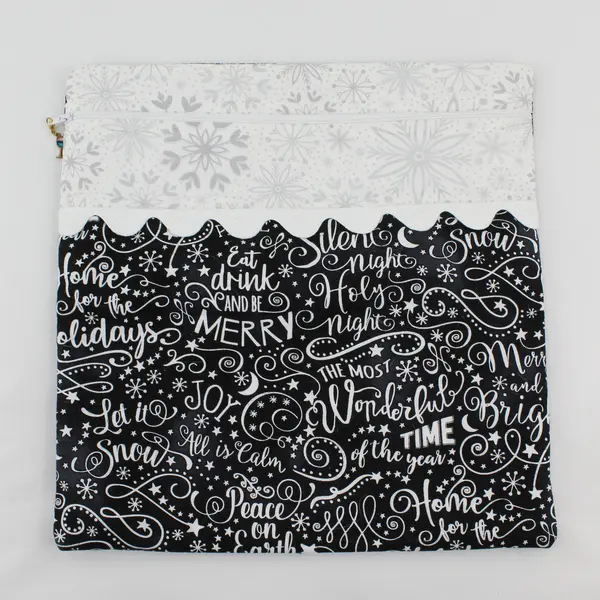 Hand-Made Fabric Storage Bag with Zipper - Holiday/Winter Theme 