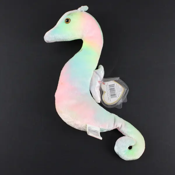 TY Beanie Baby Neon 1999 Tie Dye Pastel Seahorse Plush With Tag Protector