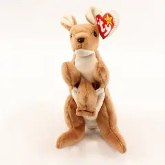 TY Beanie Baby Pouch 1996 Retired Brown Kangaroo Joey With Tag Plush #4161