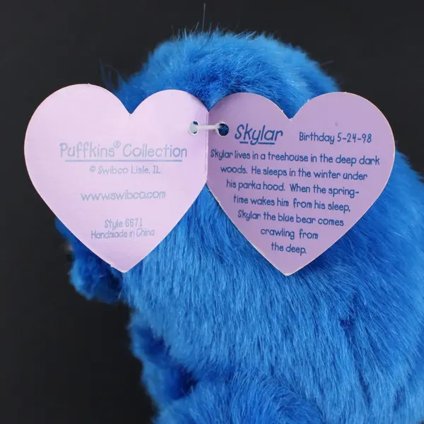Vintage 1998 Puffkins Skylar Blue Bear Plush SWIBCO Mini