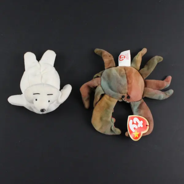 Lot of 2 Ty Teenie Beanies Claude Crab Seamore Seal Used Plush