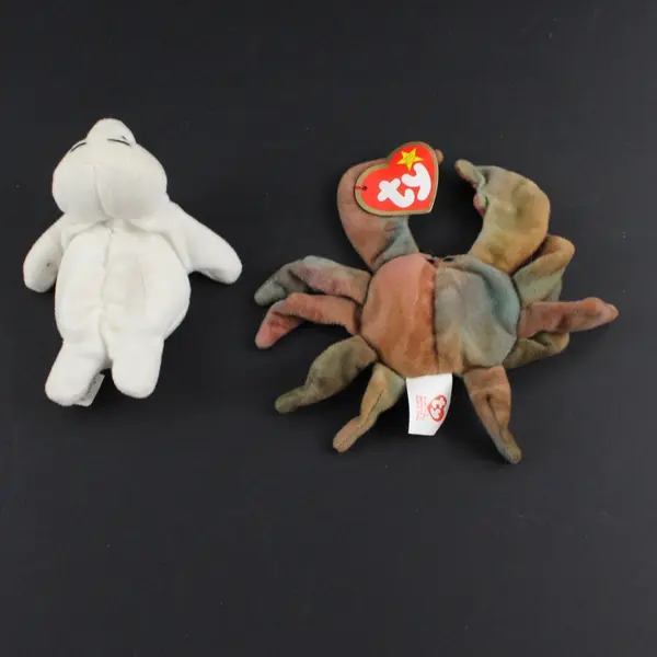 Lot of 2 Ty Teenie Beanies Claude Crab Seamore Seal Used Plush