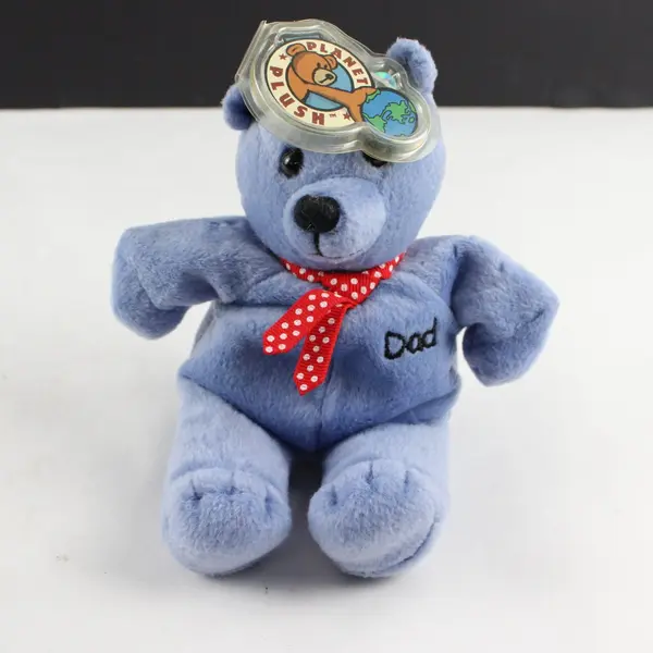 Planet Plush DAD Father's Day Bear Sally Winey 1999 Blue Beanie Plush
