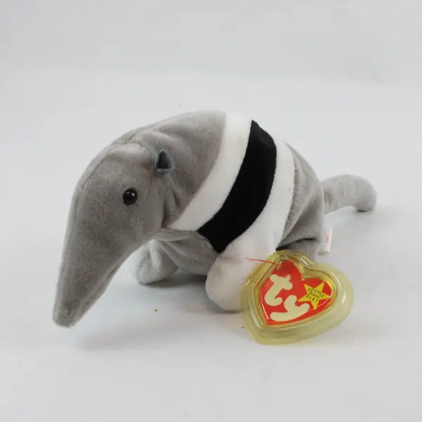 Ty Beanie Baby Ants 1998 Gray Anteater Plush Doll Toy With Tag