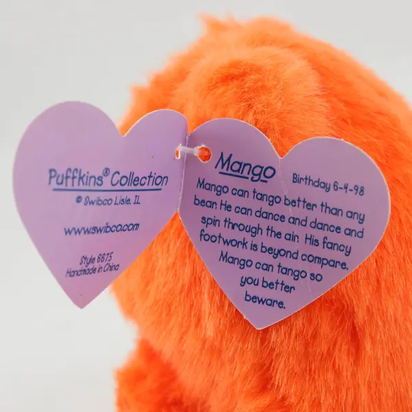 Vintage Puffkins Mango Orange Bear Plush Stuffed Animal Collectible