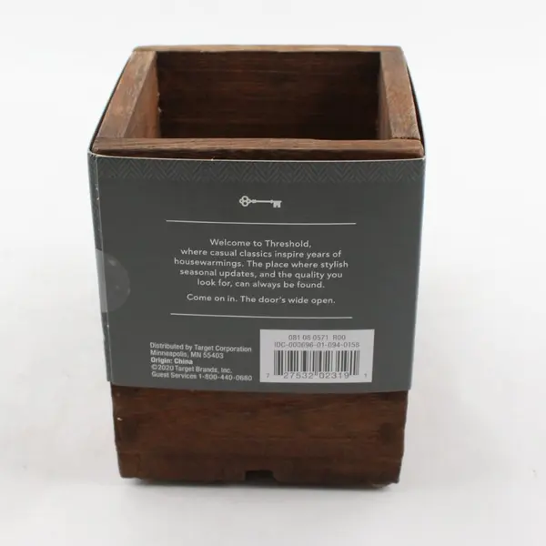 Threshold Dark Brown Wooden Phone Stand & Pen Holder 4.5" Tall Office Supplies