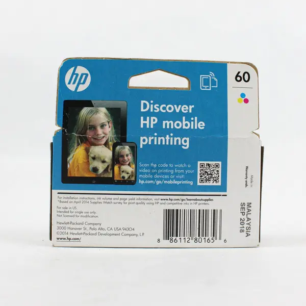 HP 60 Tri-Color Ink Cartridge - Unused