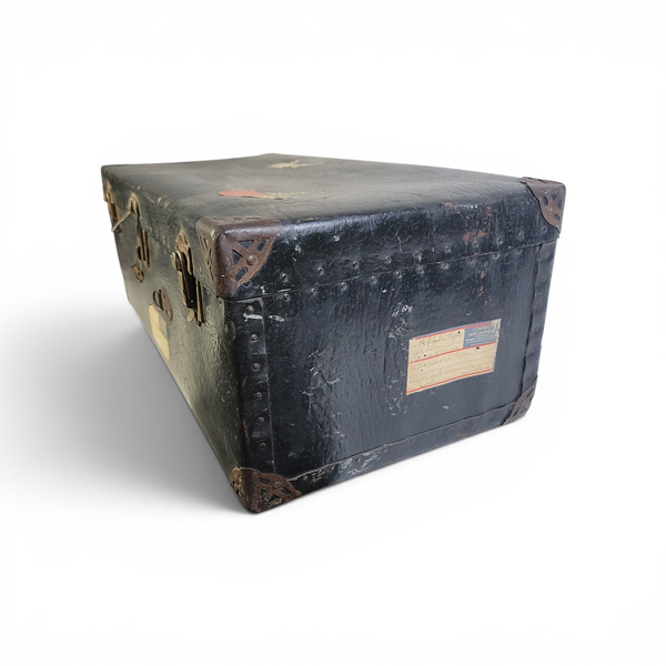 Vintage Black Fiberboard Steamer Trunk Storage Chest - Local Pickup Only