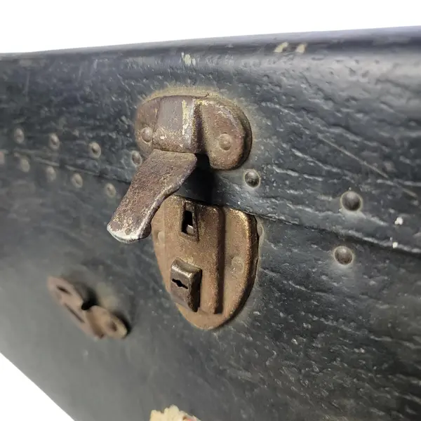 Vintage Black Fiberboard Steamer Trunk Storage Chest - Local Pickup Only