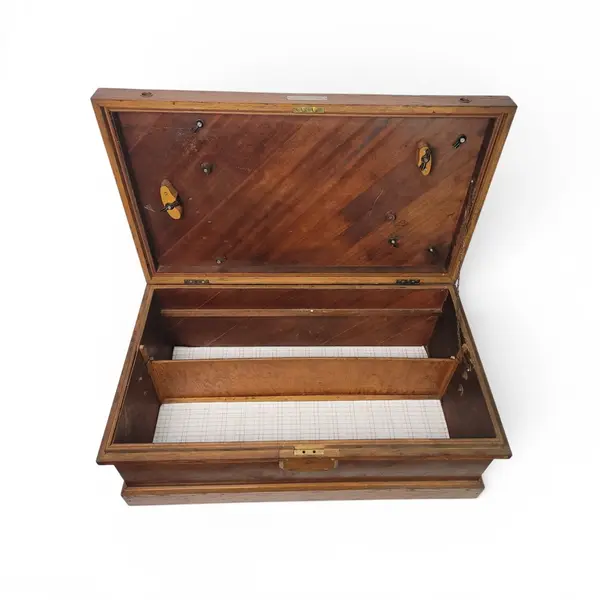 Vtg Wood Instrument Trunk Storage Case Locking Box J.C. Johnson - Local Pickup