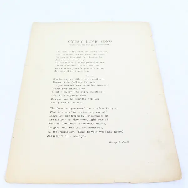 Antique Sheet Music Gypsy Love Song by Harry B. Smith Victor Herbert 1898