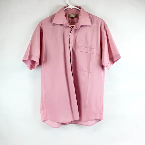 Woolworths Pink Striped Short Sleeve Button-Down Shirt 15/38 M