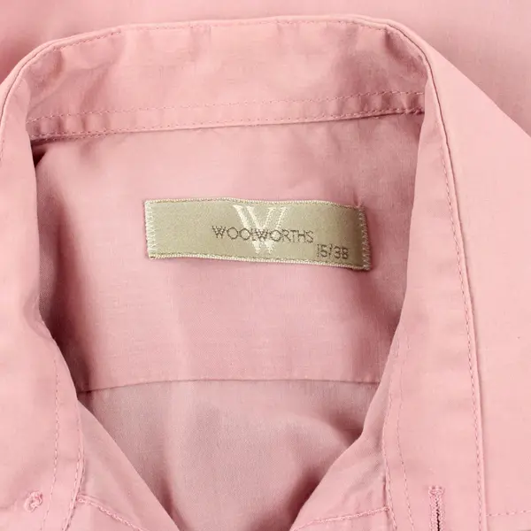 Woolworths Pink Striped Short Sleeve Button-Down Shirt 15/38 M