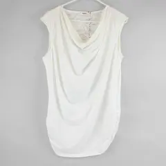 Zeagoo Womens Off-White Sleeveless Blouse XL Cowl Neckline Lace Back 