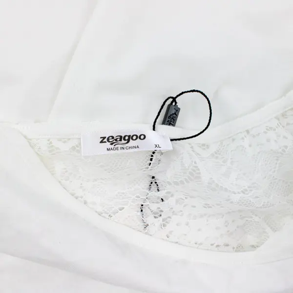 Zeagoo Womens Off-White Sleeveless Blouse XL Cowl Neckline Lace Back 