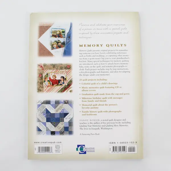 Memory Quilts 20 Heartwarming Projects Sandy Bonsib 2004 Paperback Good